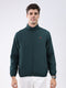 Men Dark Green Solid Stand Collar Full Sleeve Jacket