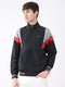 Men Black Printed Collar Full Sleeve Jacket