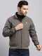 Luxuria Men Grey Solid Stand Collar Full Sleeve Jacket