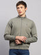 Luxuria Men Olive Solid Mock Neck Full Sleeve Jacket
