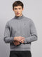 Luxuria Men Grey Solid Mock Neck Full Sleeve Jacket