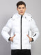 Luxuria Men White Solid Hooded Full Sleeve Jacket