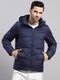 Luxuria Men Navy Blue Compressible Duck Down Hooded Jacket