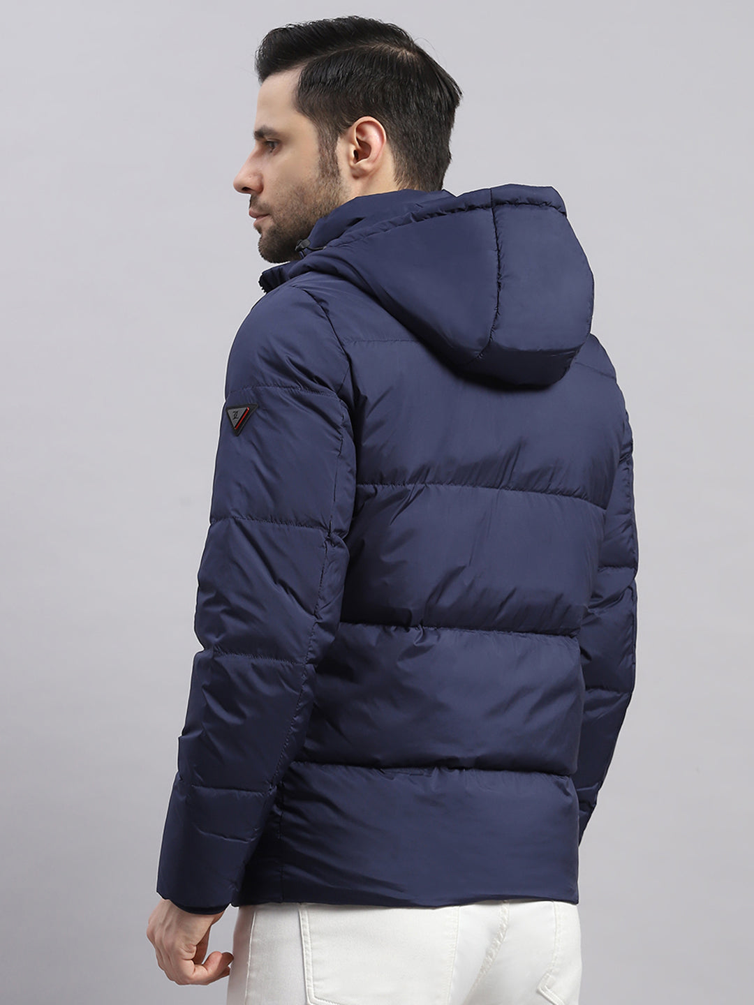 Luxuria Men Navy Blue Compressible Duck Down Hooded Jacket