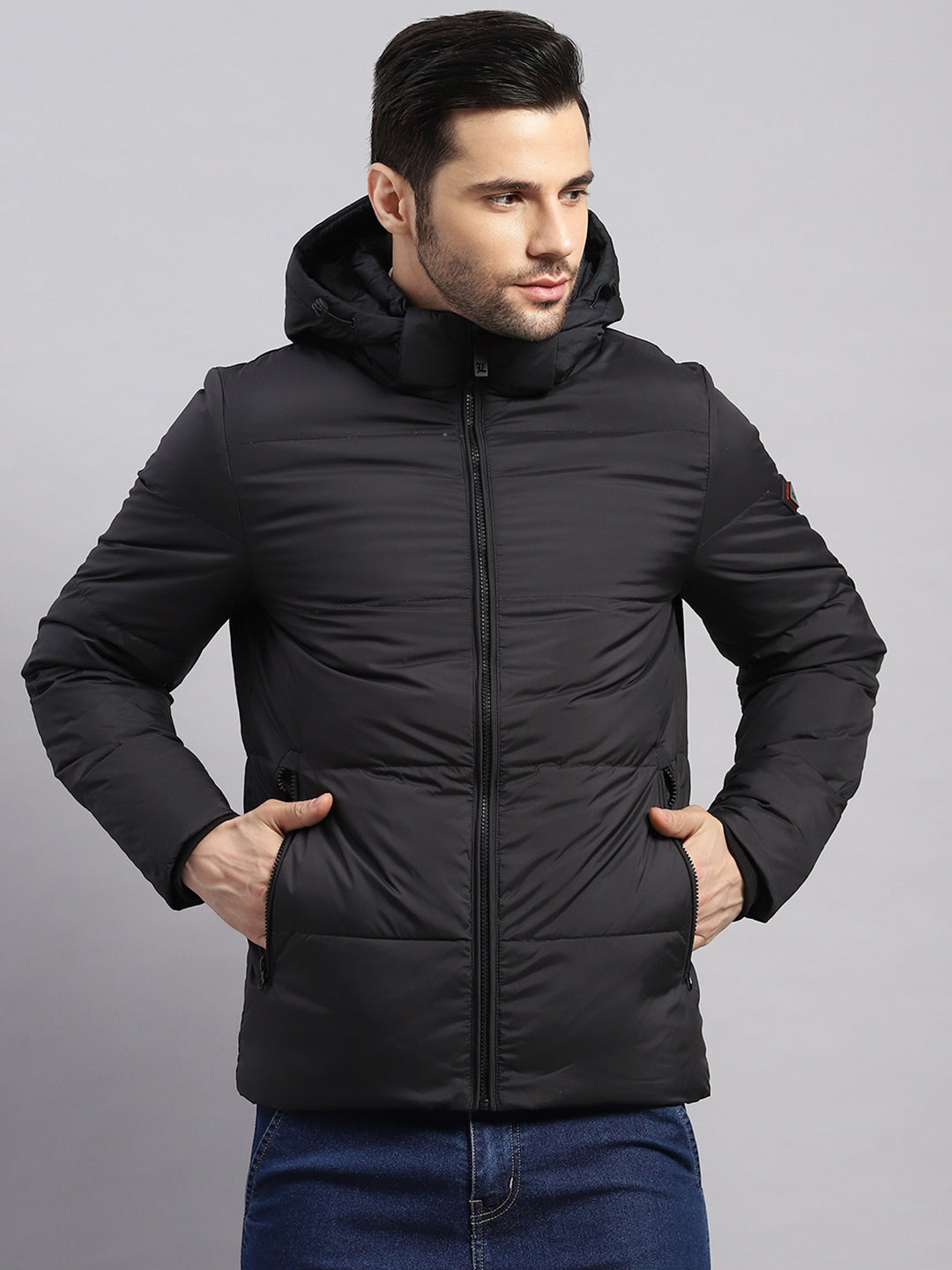 Luxuria Men Black Compressible Duck Down Hooded Jacket