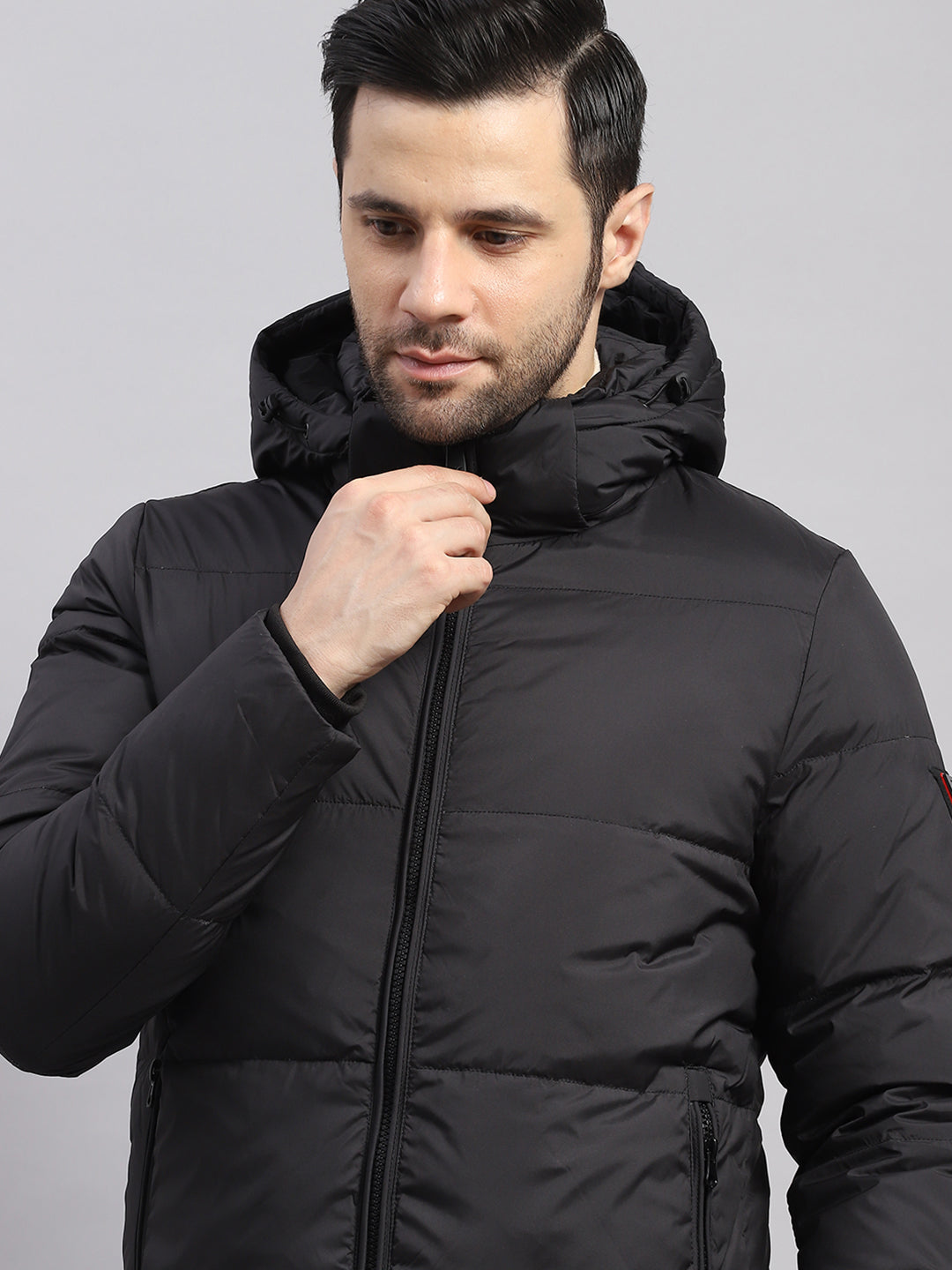 Luxuria Men Black Compressible Duck Down Hooded Jacket