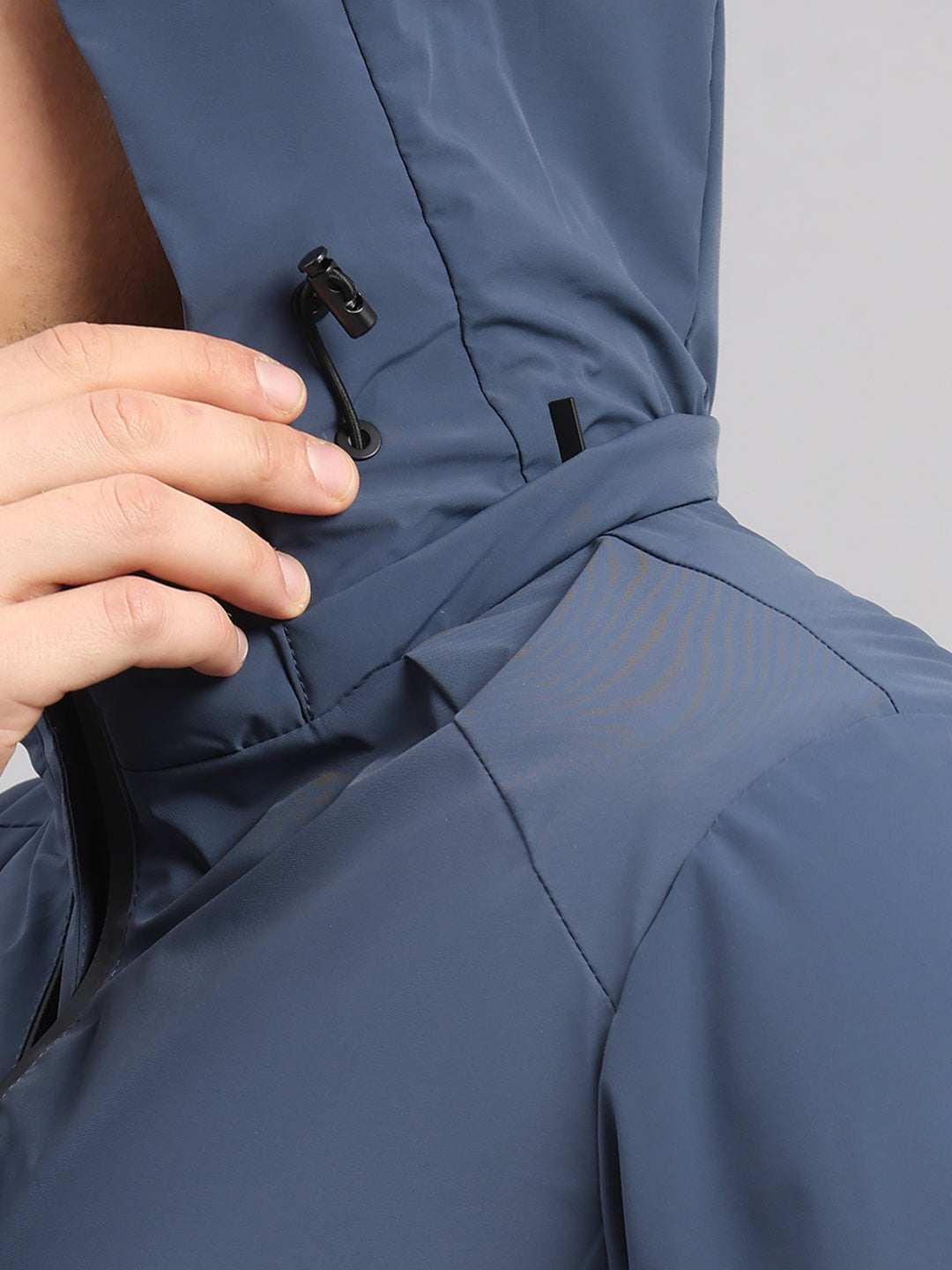 Luxuria Men Blue Solid Hooded Full Sleeve Jacket