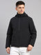 Luxuria Men Black Solid Hooded Full Sleeve Jacket