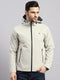 Luxuria Men Beige Check Hooded Full Sleeve Reversible Jacket