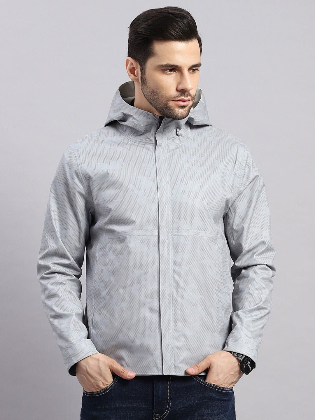 Luxuria Men Beige Check Hooded Full Sleeve Reversible Jacket