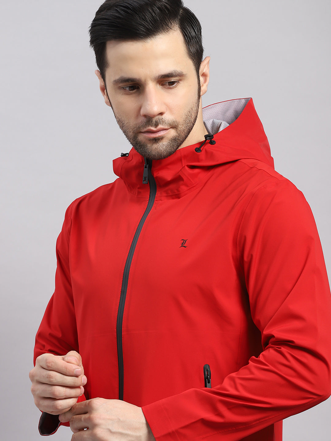 Luxuria Men Red Check Hooded Full Sleeve Reversible Jacket