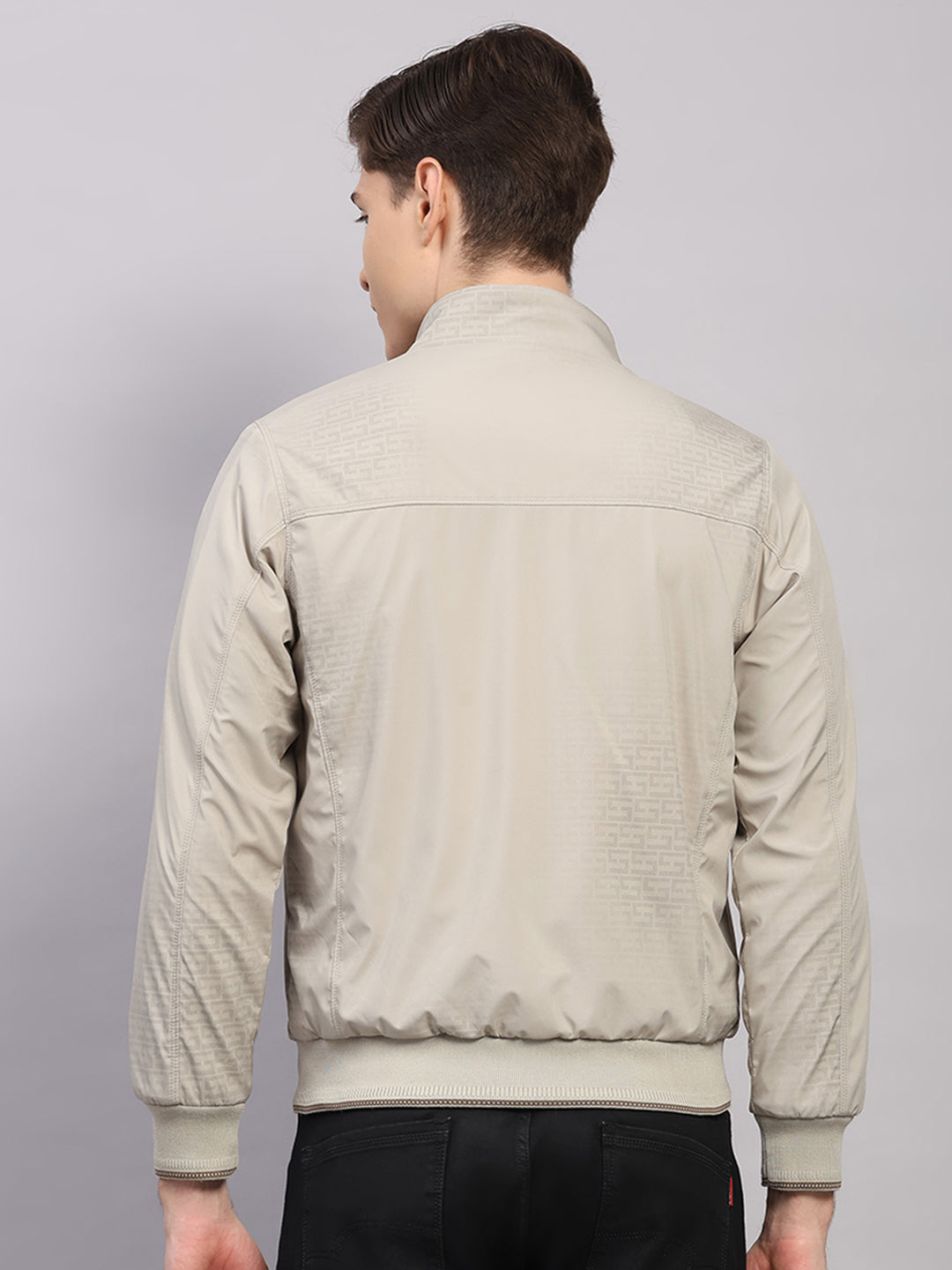 Luxuria Men Beige Solid Collar Full Sleeve Reversible Jacket