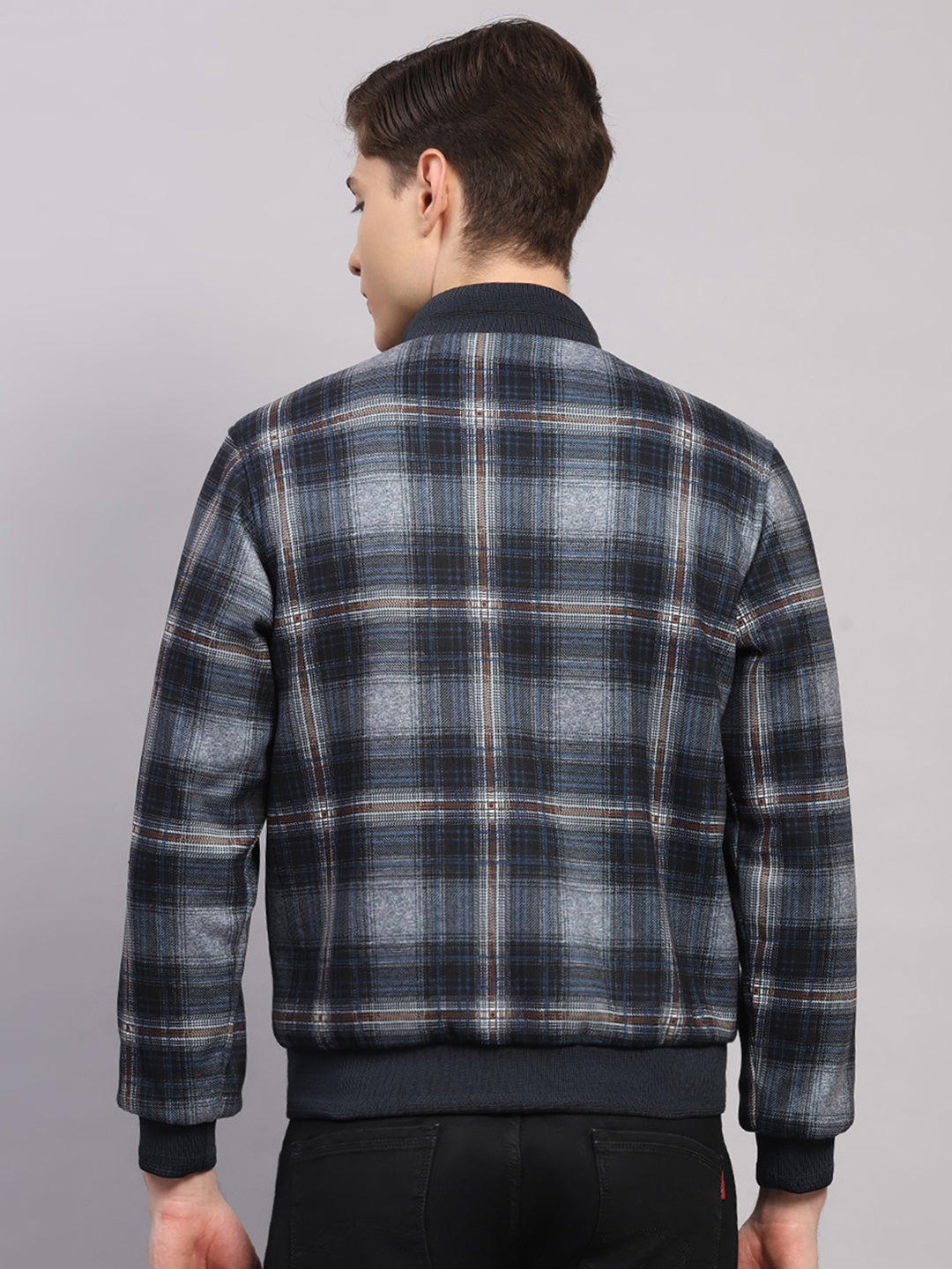 Luxuria Men Brown Solid Collar Full Sleeve Reversible Jacket