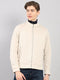 Luxuria Men Cream Solid Stand Collar Full Sleeve Jacket