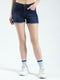 Women Blue Solid Regular Fit Shorts