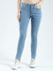 Women Blue Solid Slim Fit Denim