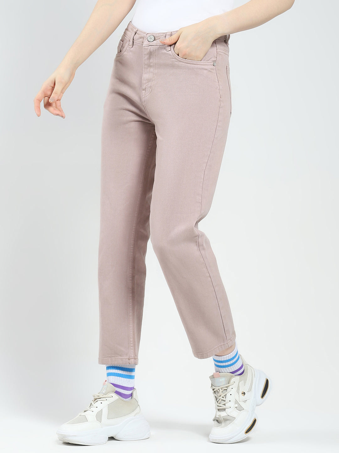 Women Rust Solid Slim Fit Denim