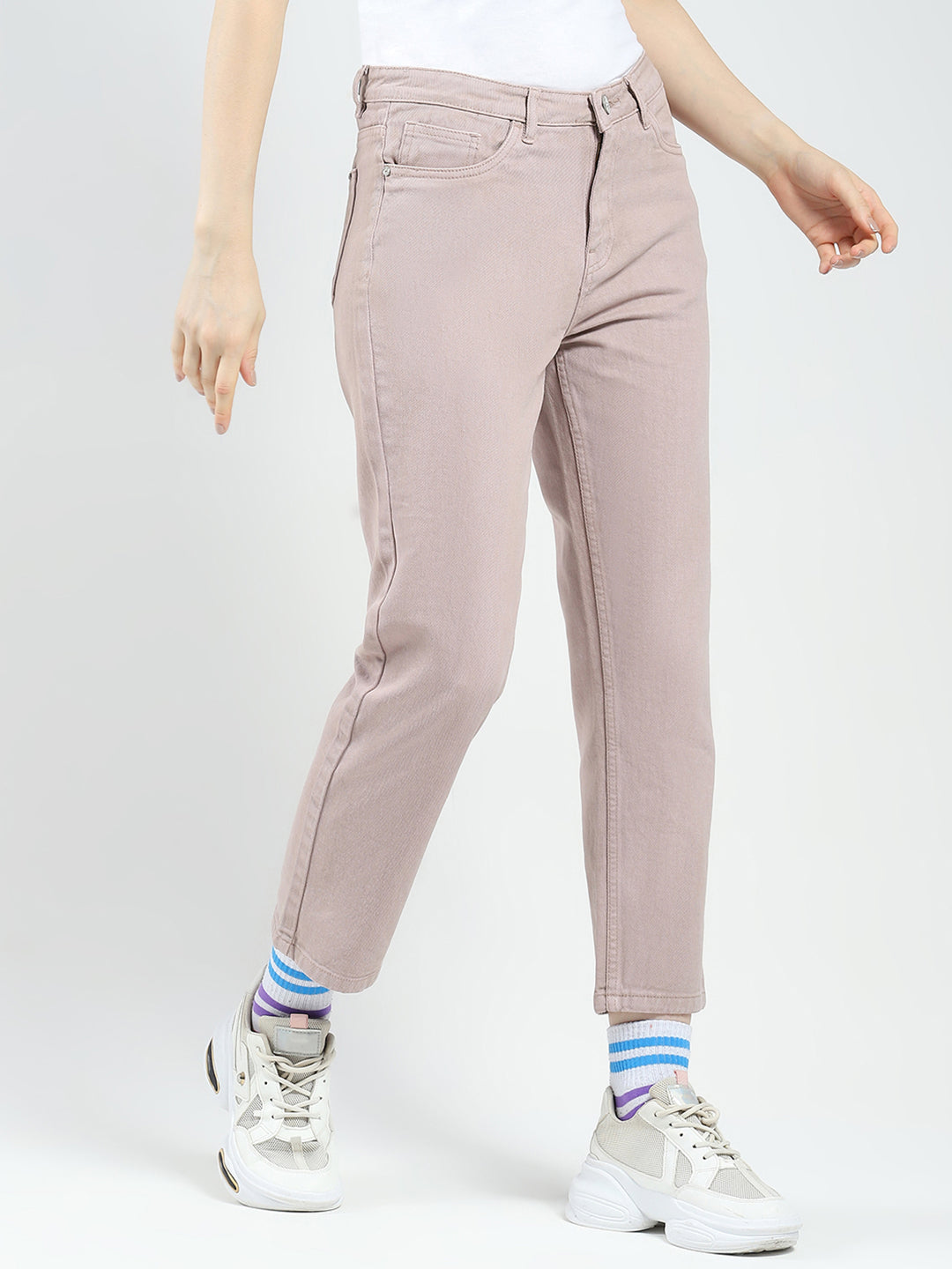 Women Rust Solid Slim Fit Denim