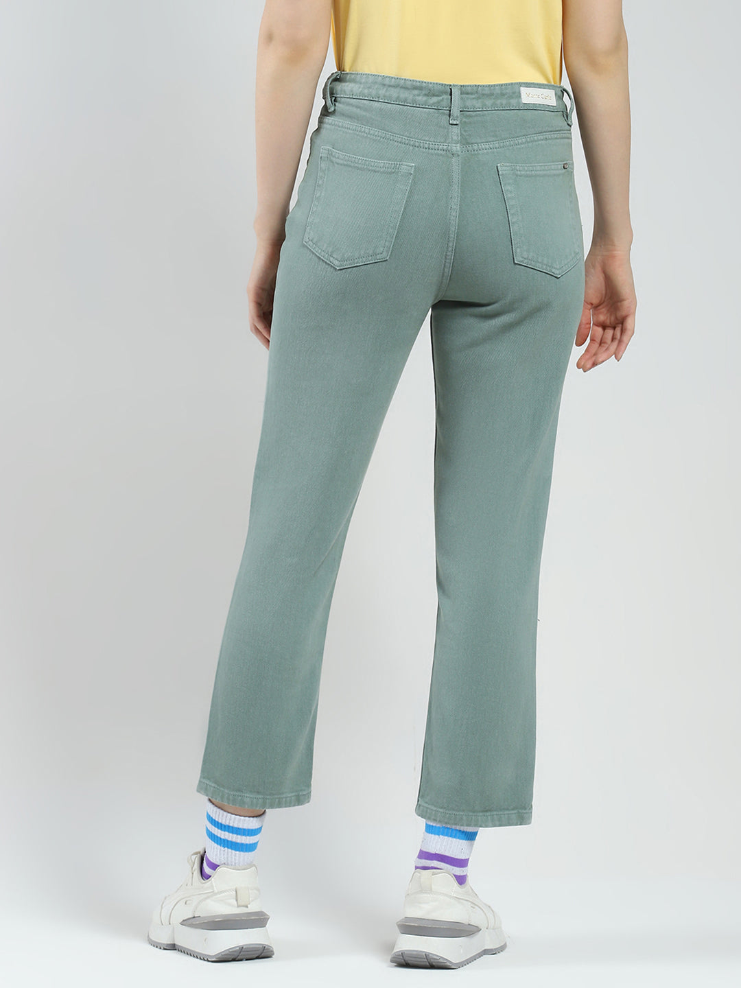 Women Green Solid Slim Fit Denim