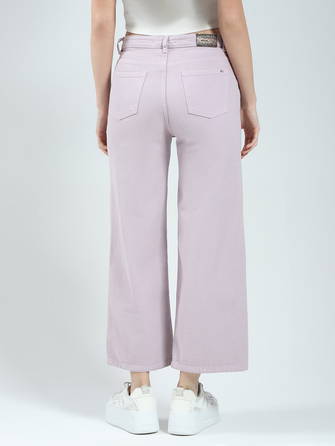 Women Purple Solid Regular Fit Denim