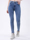 Women Blue Solid Slim Fit Denim
