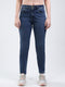 Women Blue Solid Straight Fit Denim
