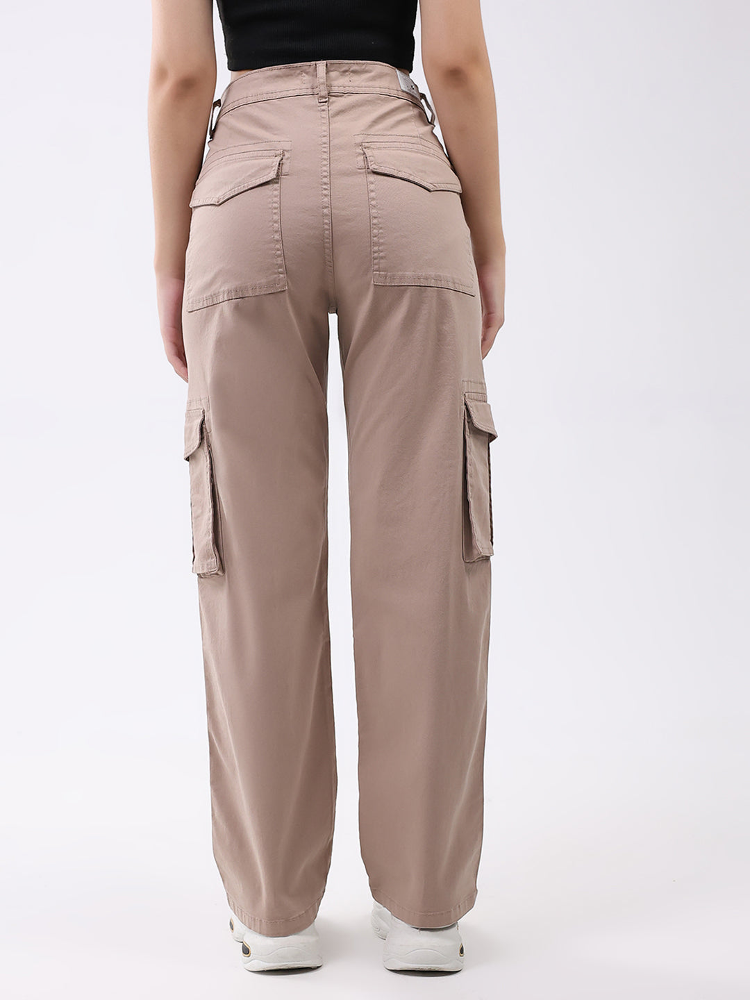 Women Mauve Solid Straight Fit Trouser
