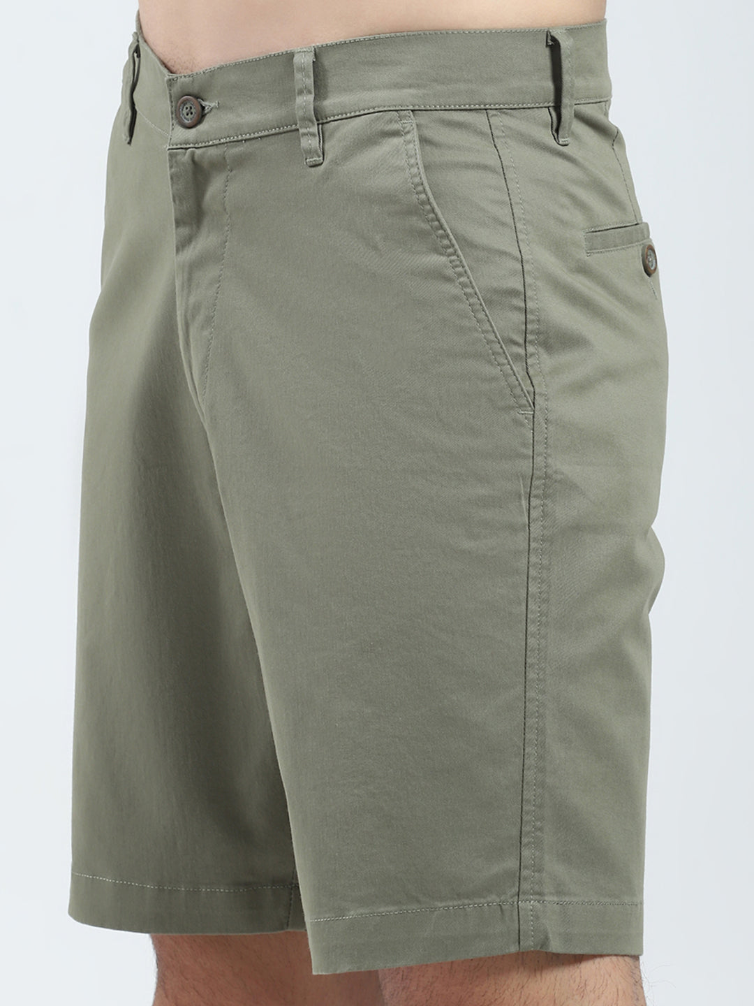 Men Olive Solid Regular Fit Short