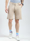 Men Beige Solid Regular Fit Shorts