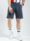 Men Navy Blue Solid Regular Fit Shorts
