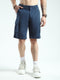 Men Navy Blue Solid Regular Fit Shorts