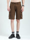 Men Brown Solid Regular Fit Shorts
