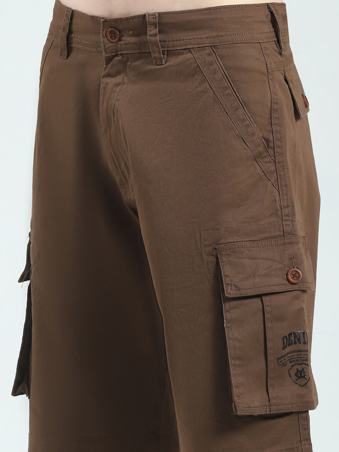 Men Brown Solid Regular Fit Shorts