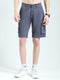 Men Blue Solid Regular Fit Shorts
