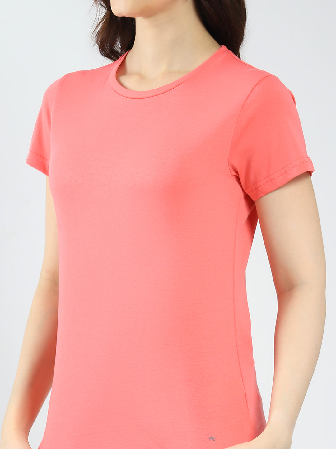 Women Blue & Coral Solid Round Neck Half Sleeve Top 2Pc Set