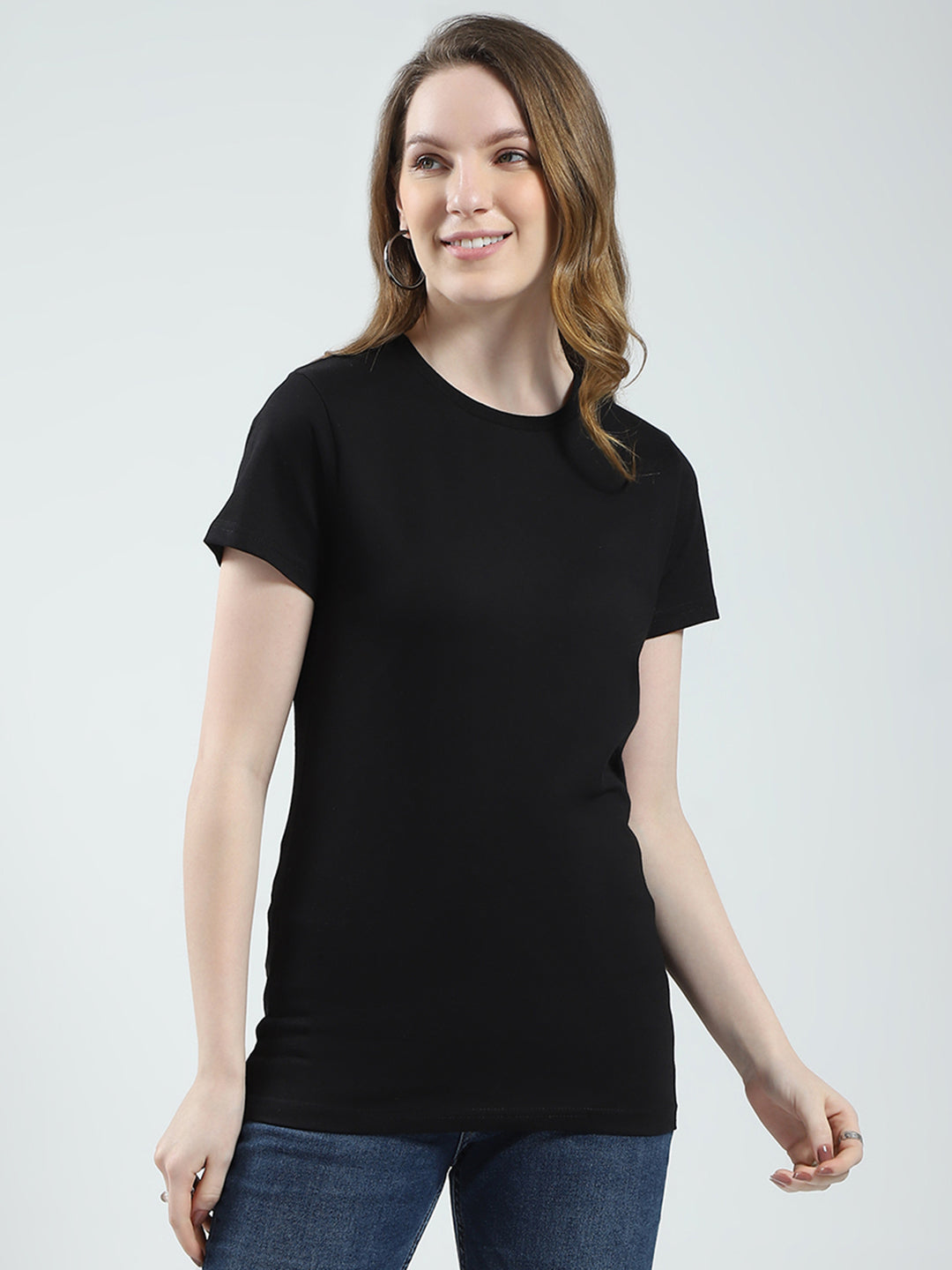 Women Teal Blue & Black Solid Round Neck Half Sleeve Top 2Pc Set