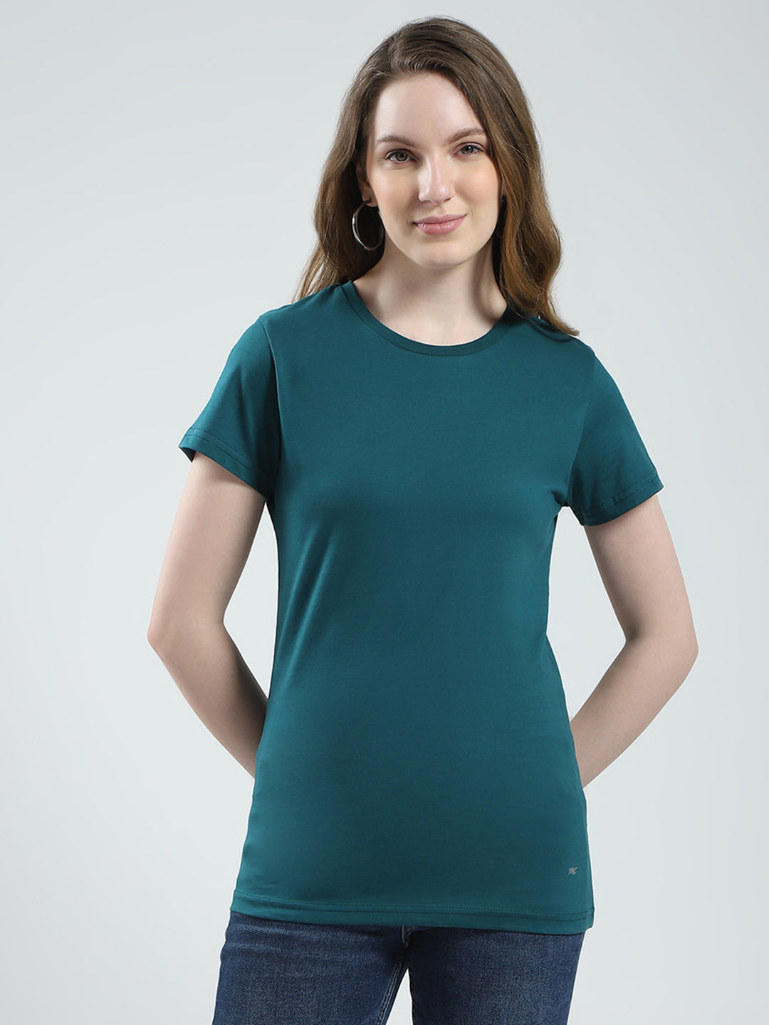 Women Teal Blue & Black Solid Round Neck Half Sleeve Top 2Pc Set