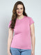 Women Pink Solid Round Neck Half Sleeve Top