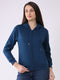 Women Teal Blue Solid Hooded Full Sleeve Sweatshirt