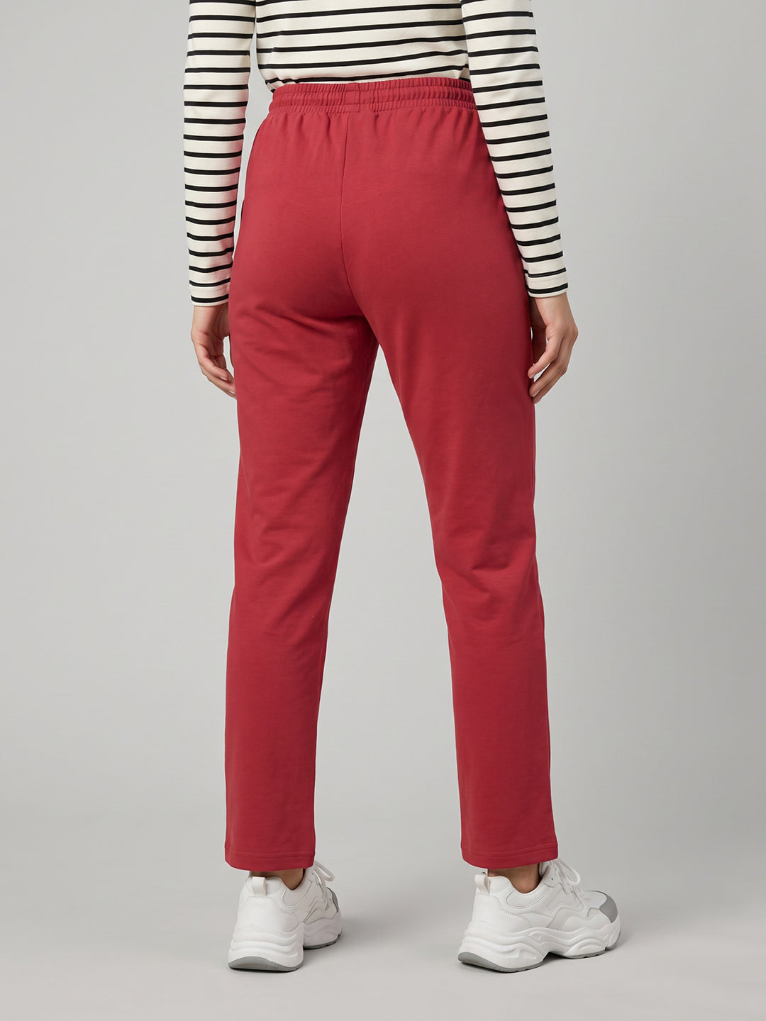 Women Coral Solid Regular Fit Lower