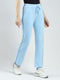 Women Blue Solid Regular Fit Lower