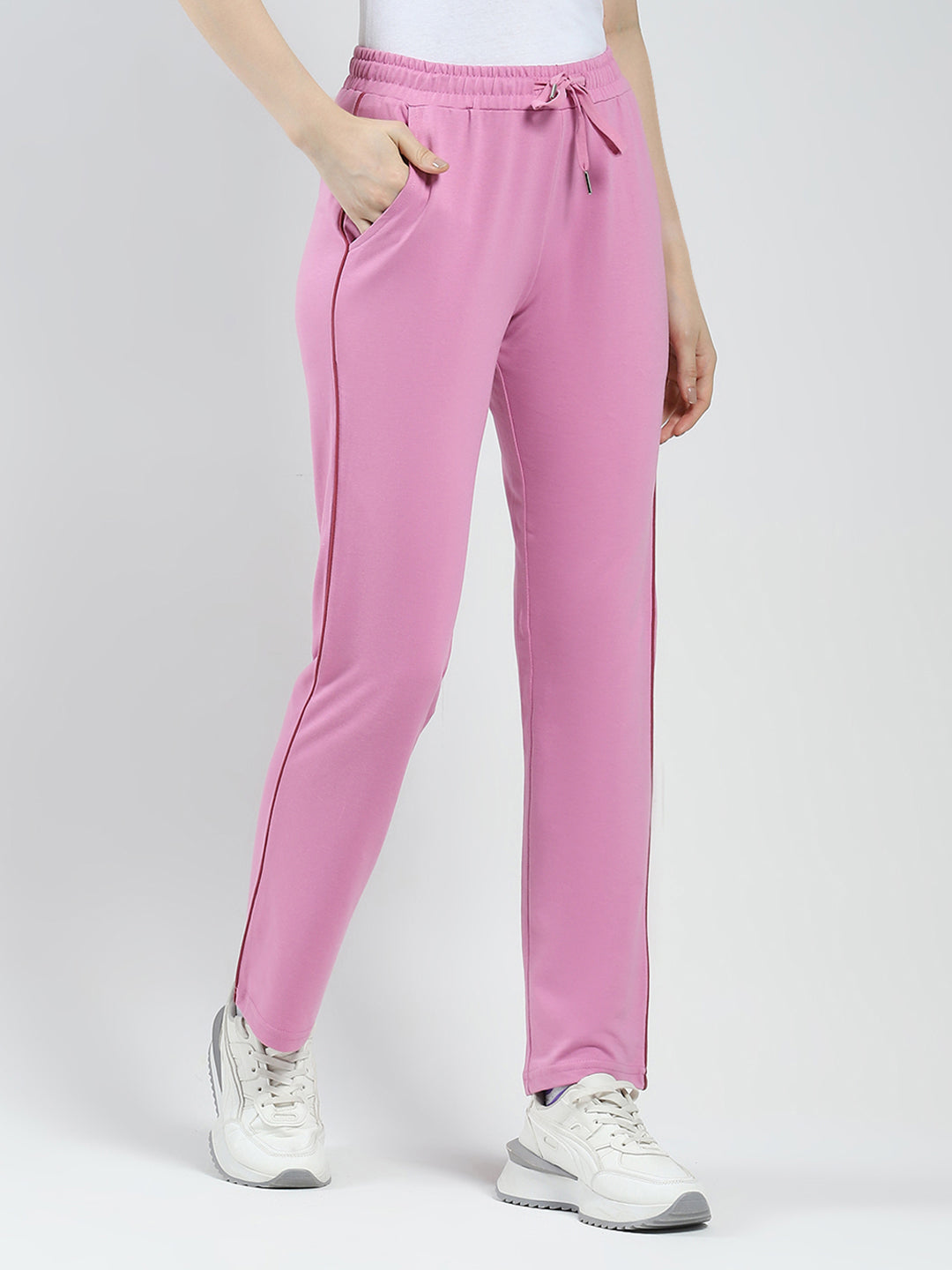 Women Pink Solid Regular Fit Lower