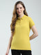 Women Yellow Solid Collar Half Sleeve T-Shirt