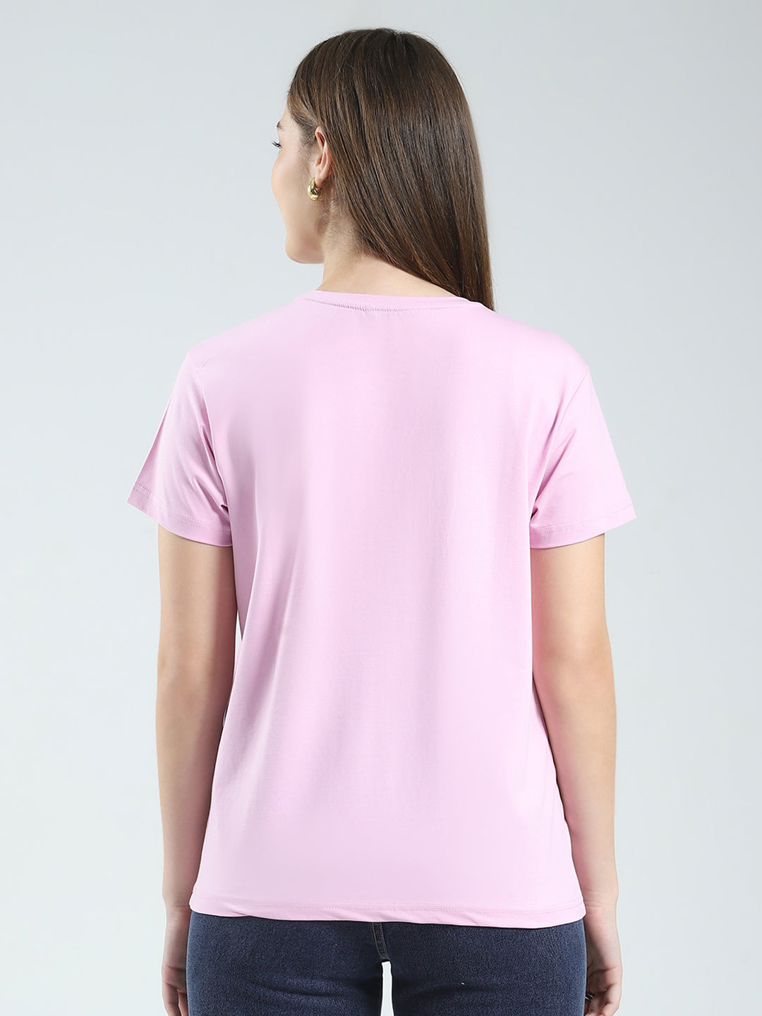 Women Purple Printed Round Neck Half Sleeve Top