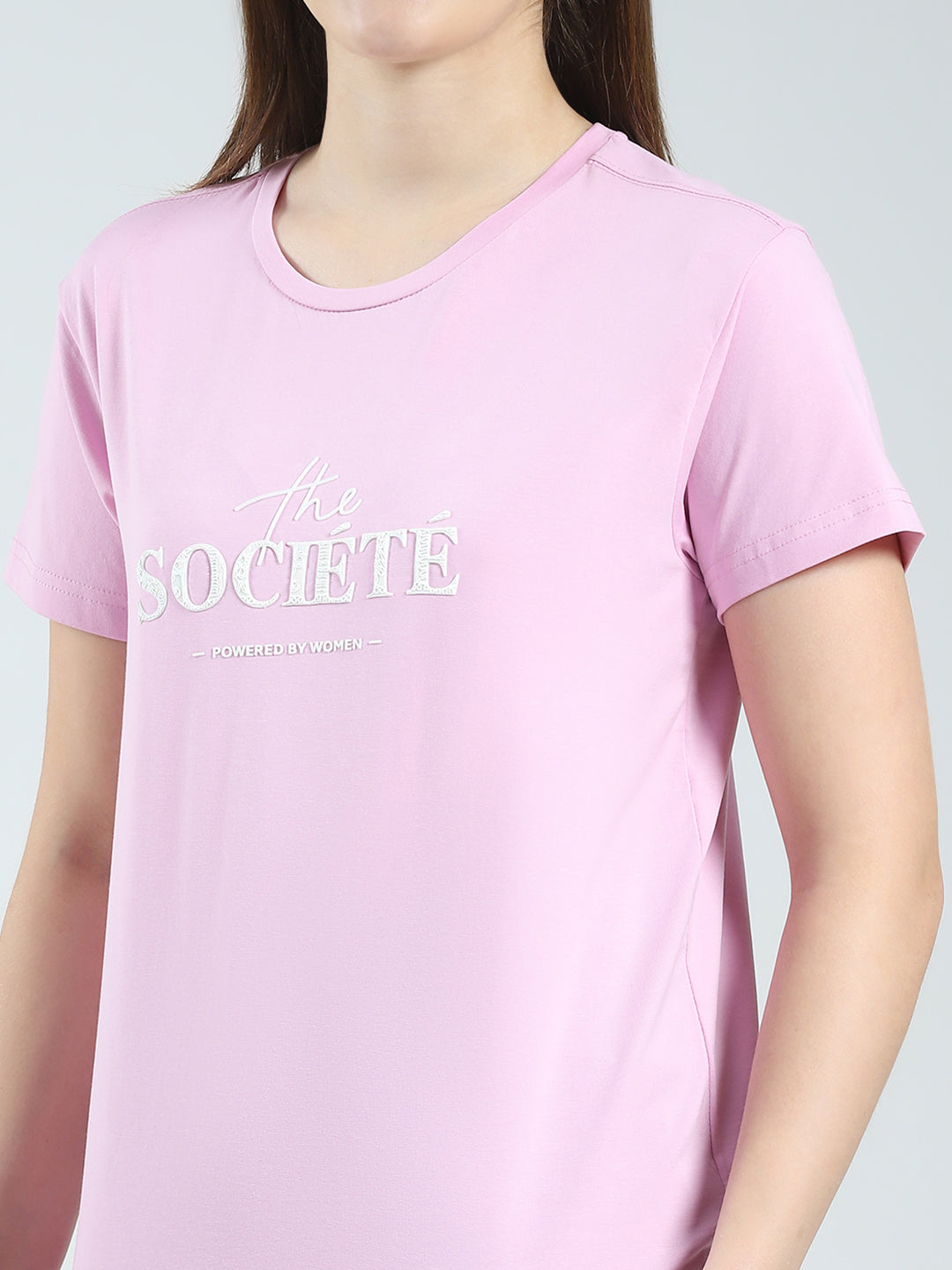 Women Purple Printed Round Neck Half Sleeve Top