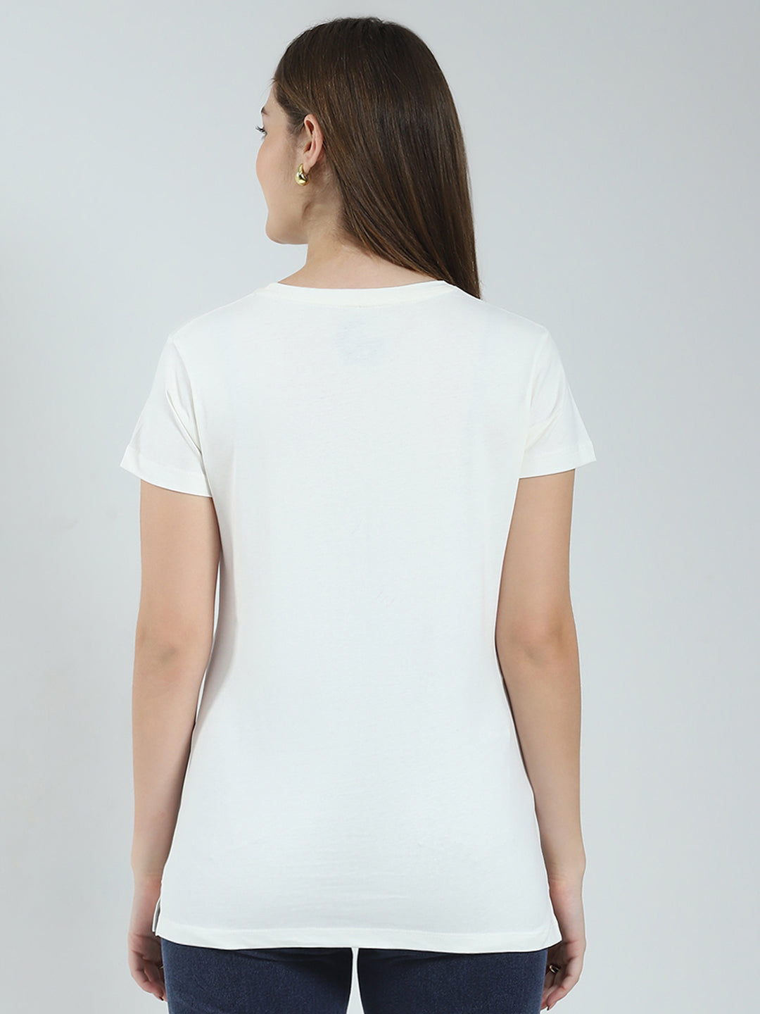 Women Off White & Blue Printed Round Neck Half Sleeve Top (Pack of 2)