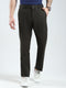 Men Olive Solid Regular Fit Trouser
