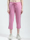 Women Pink Solid Regular Fit Capri