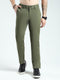 Men Olive Solid Slim Fit Trouser