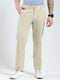 Men Beige Solid Slim Fit Trouser